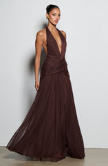 Cleo Maxi Dress - Plum Brown
