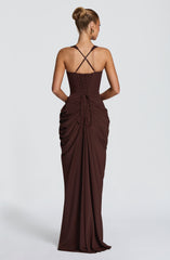 Elara Maxi Dress - Plum Brown