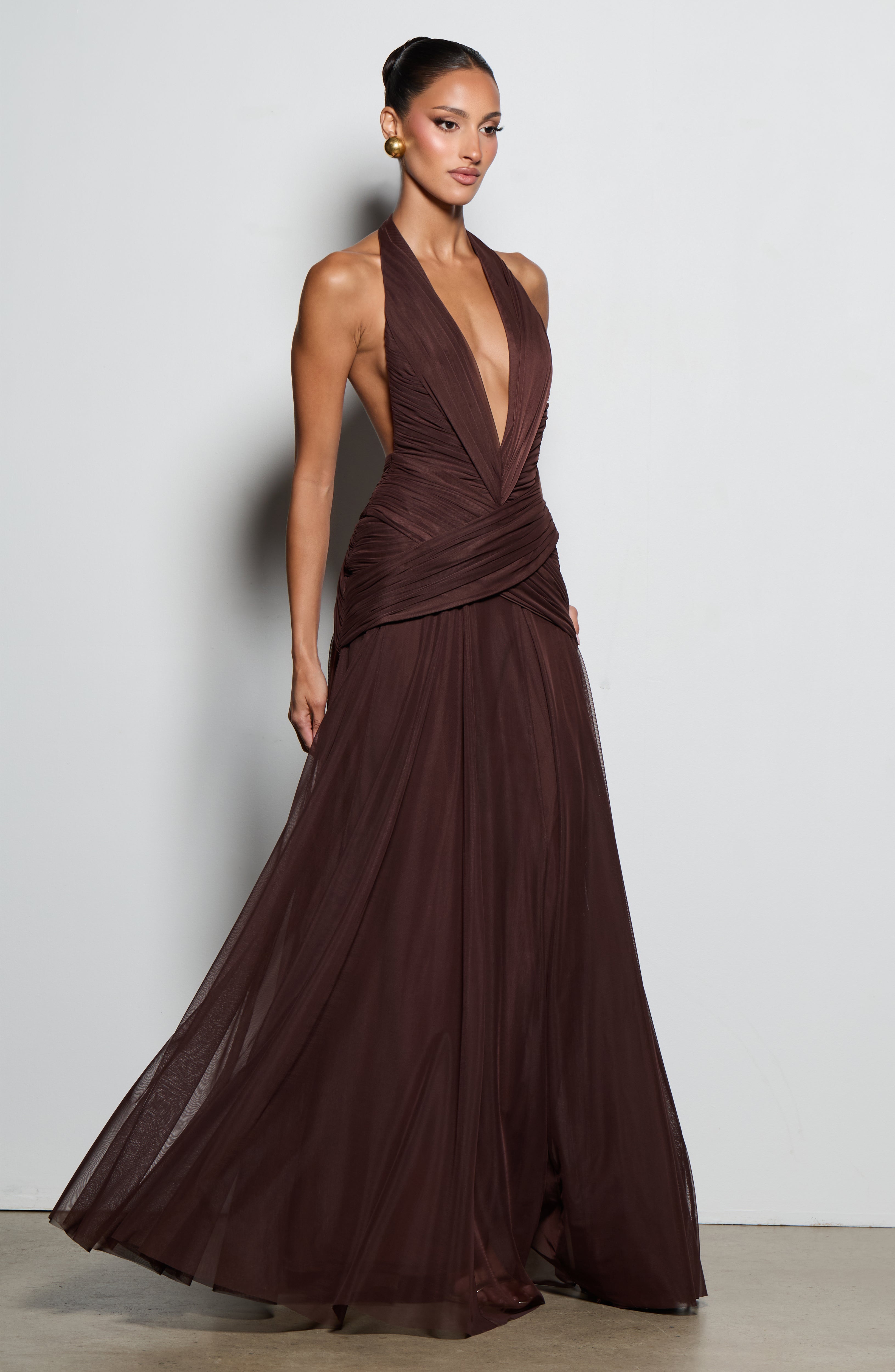 Cleo Maxi Dress - Plum Brown