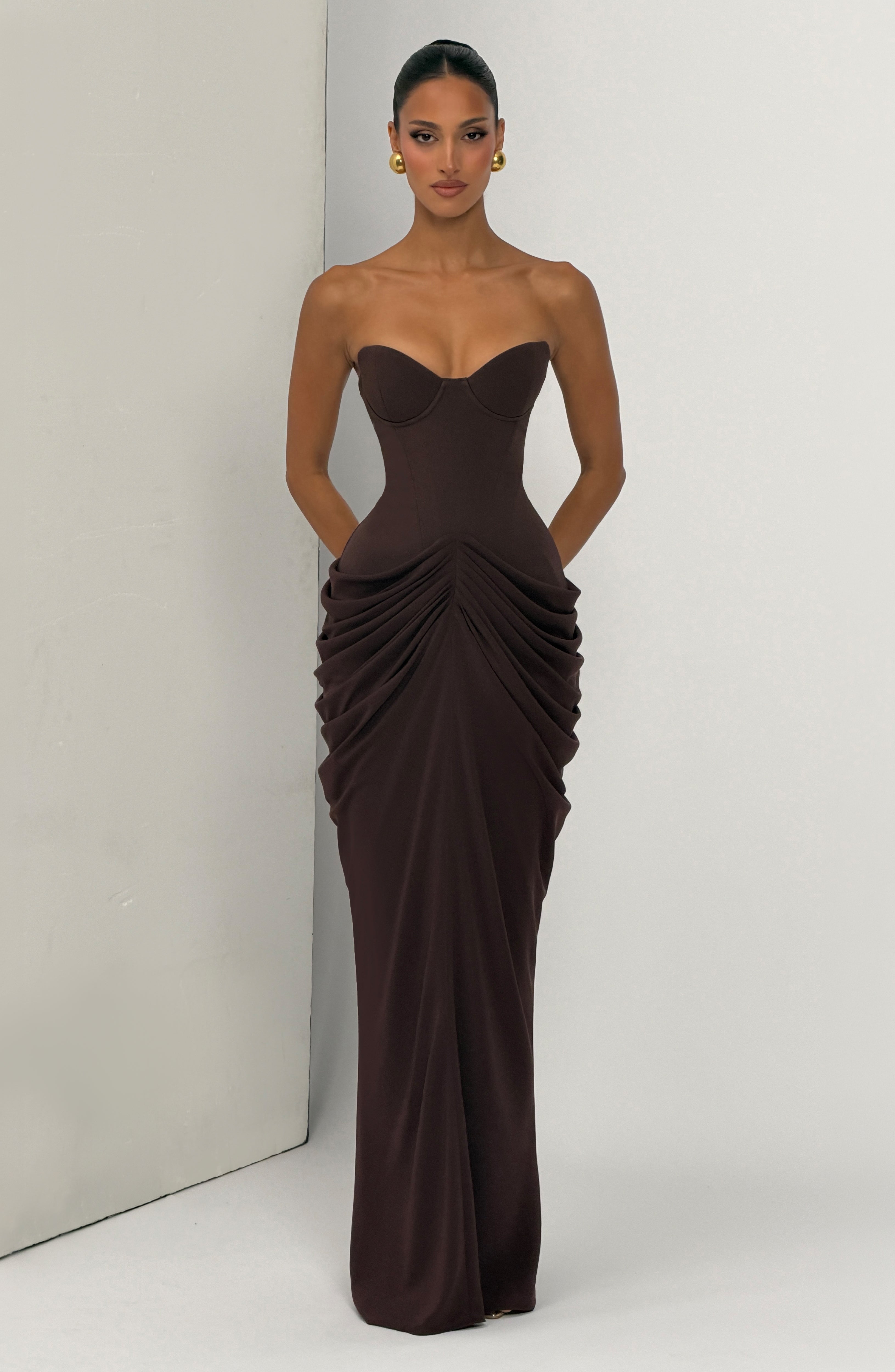 Chiara Maxi Dress - Plum Brown