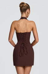 Charlotte Mini Dress - Plum Brown