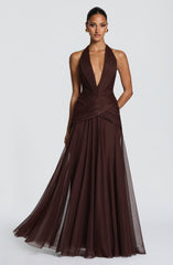 Cleo Maxi Dress - Plum Brown
