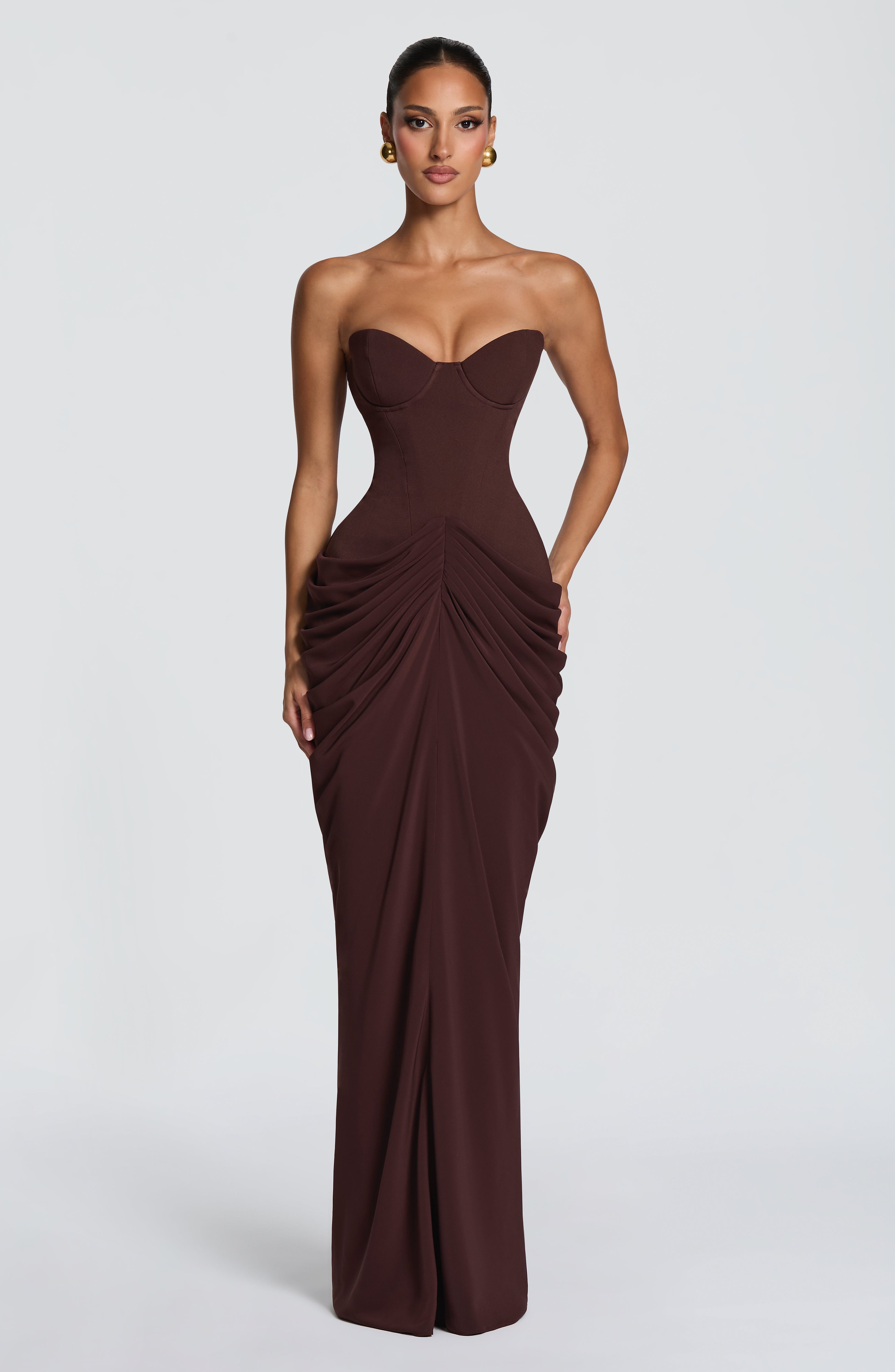 Chiara Maxi Dress - Plum Brown