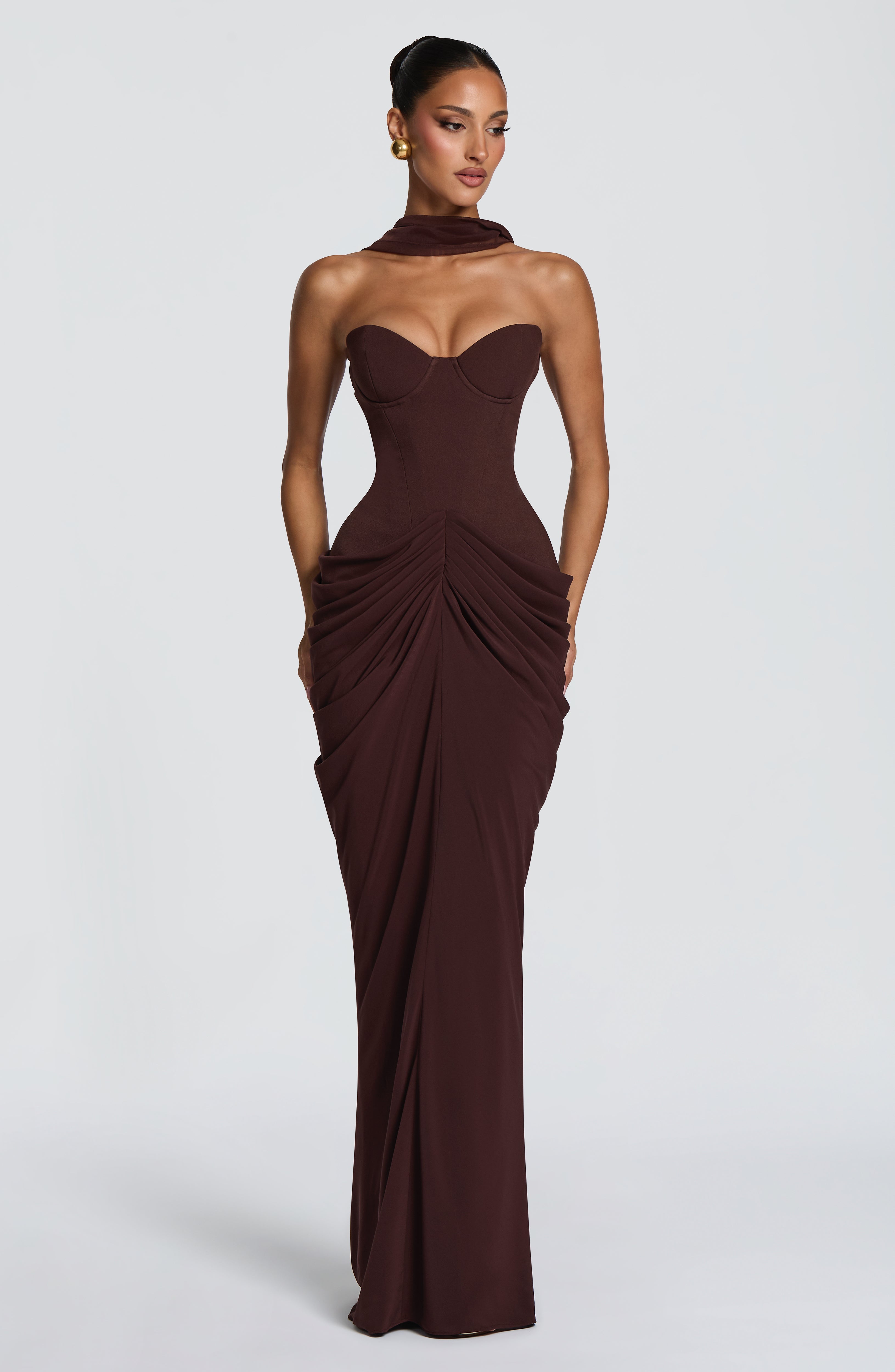 Chiara Maxi Dress - Plum Brown