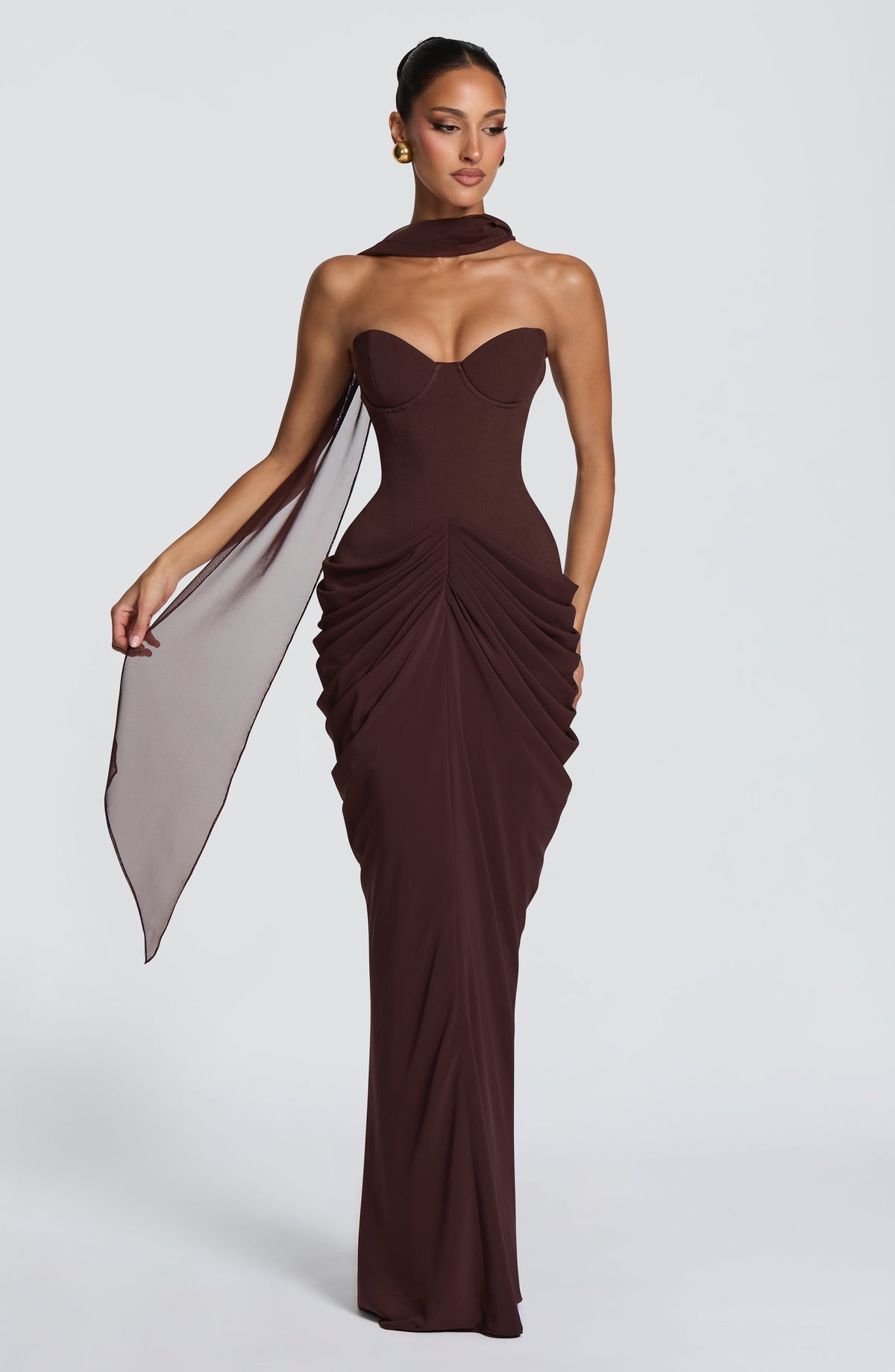 Chiara Maxi Dress - Plum Brown
