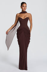 Chiara Maxi Dress - Plum Brown