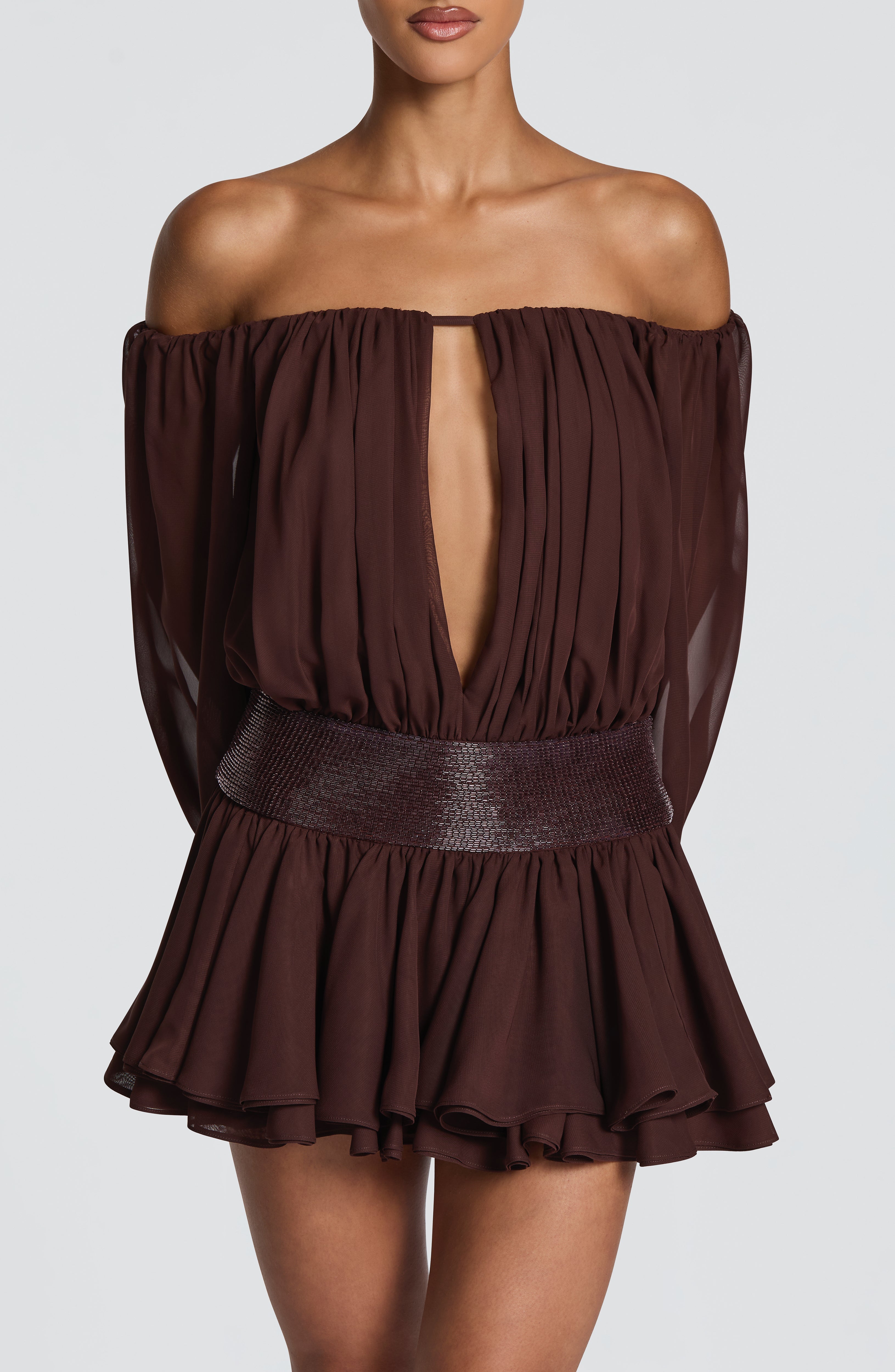 Deja Playsuit - Plum Brown